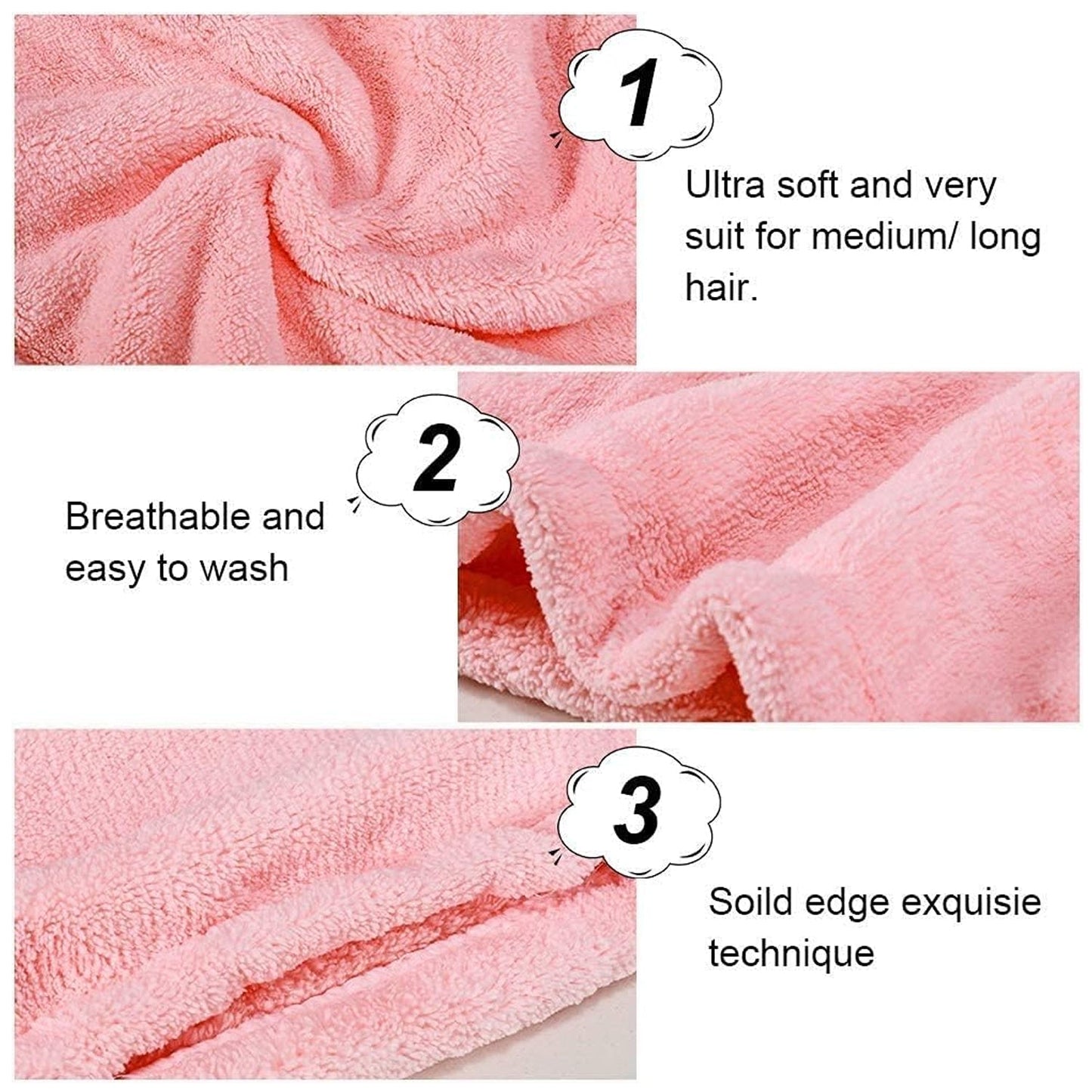 Microfiber Hair Wrap Towel Cap (1 Pc / 63x23 Cm / Mix Color), Hair accessories