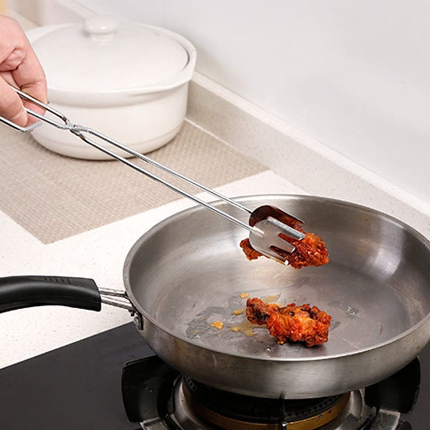 31cm Multi-Functional Metal BBQ Tongs for Serving (Clamp, Durable)