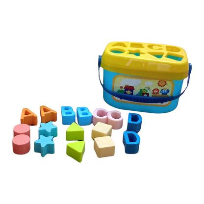 Baby First Block Set Kids Non-Toxic Abcd Geometric Shape Sorting & Stacking (1 Set)