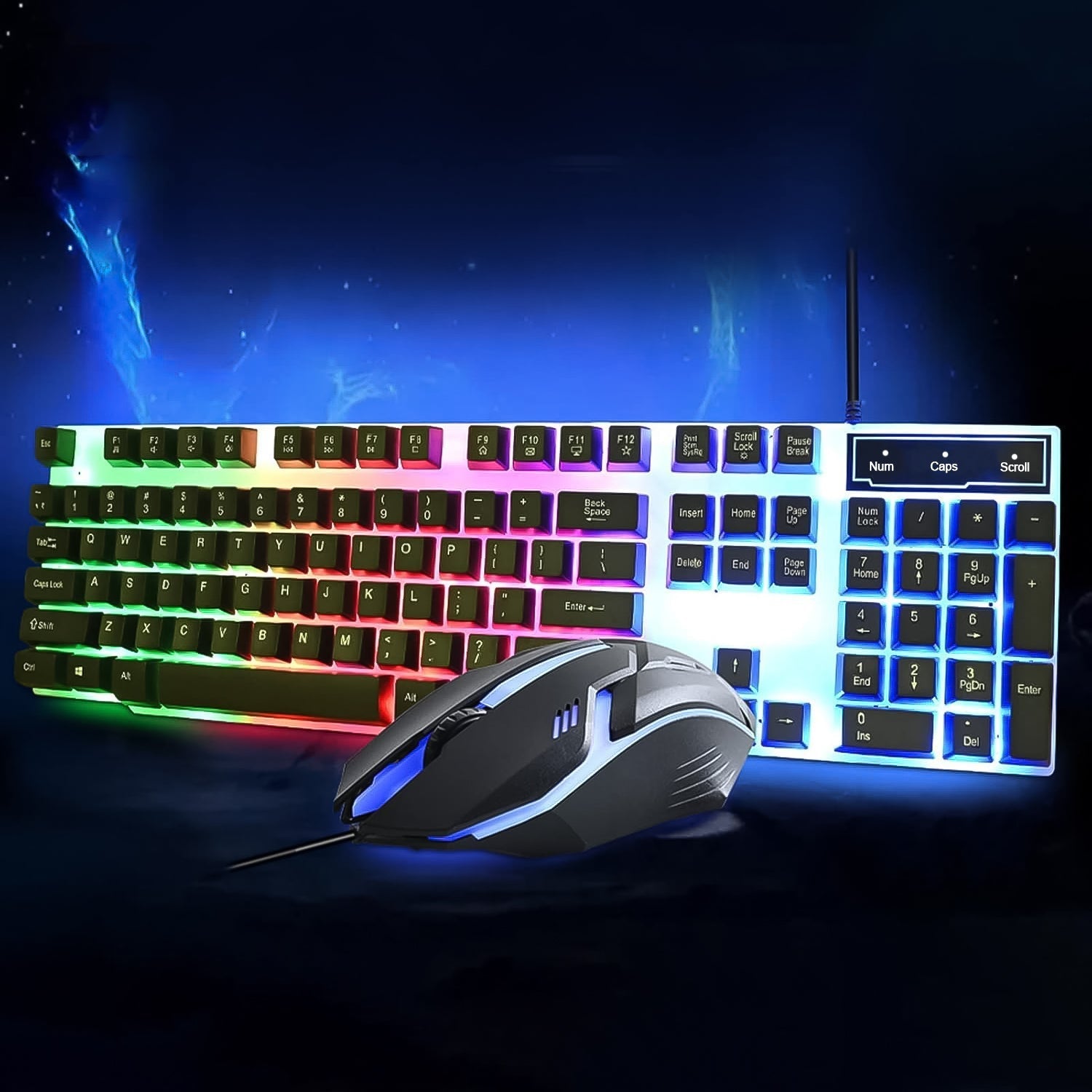 104 Key Colorful Lighting Keyboard Mouse Set (2 Pc Set)