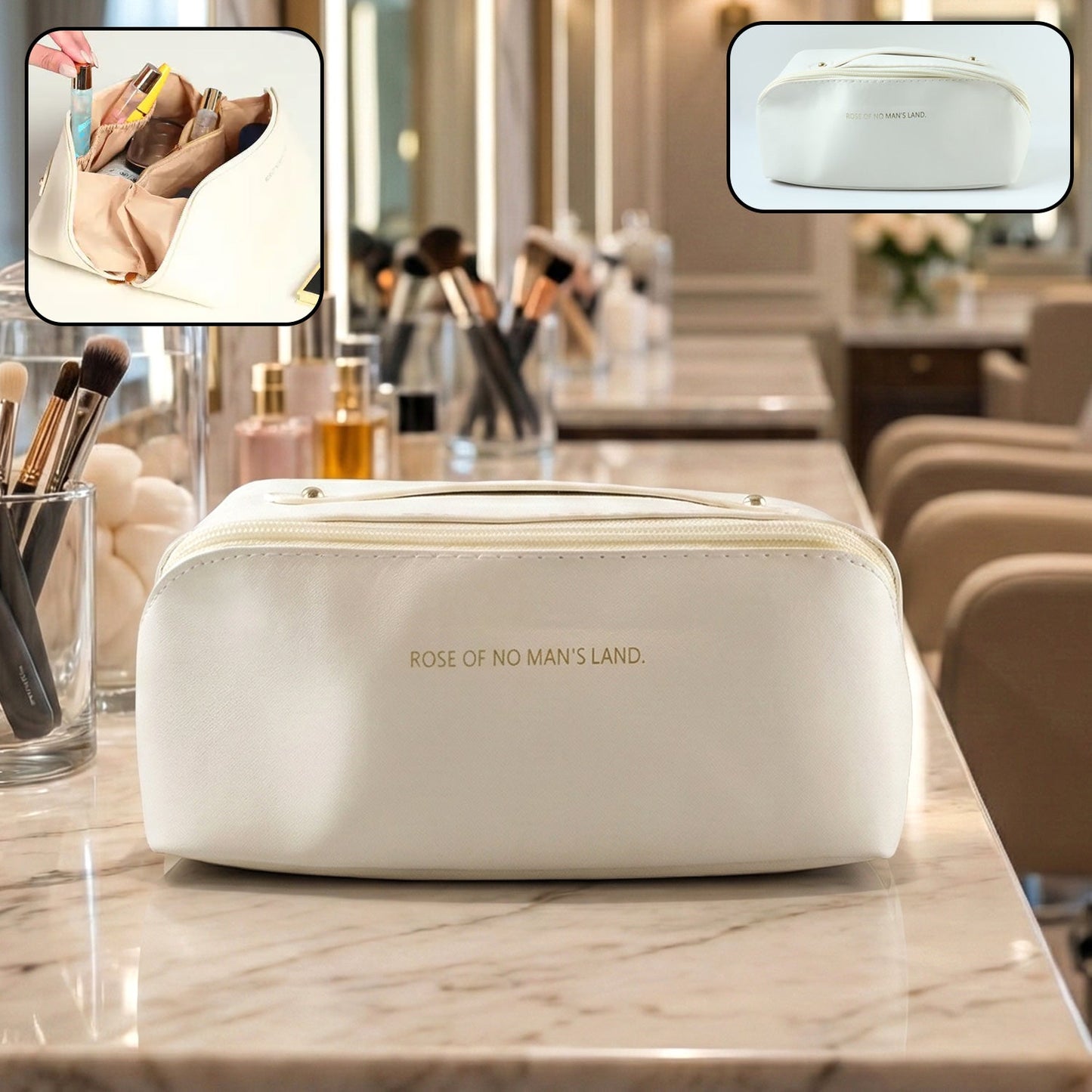 Travel Makeup & Toiletry Organizer Pouch with Zipper & Handle (1 Pc / Mix Color)