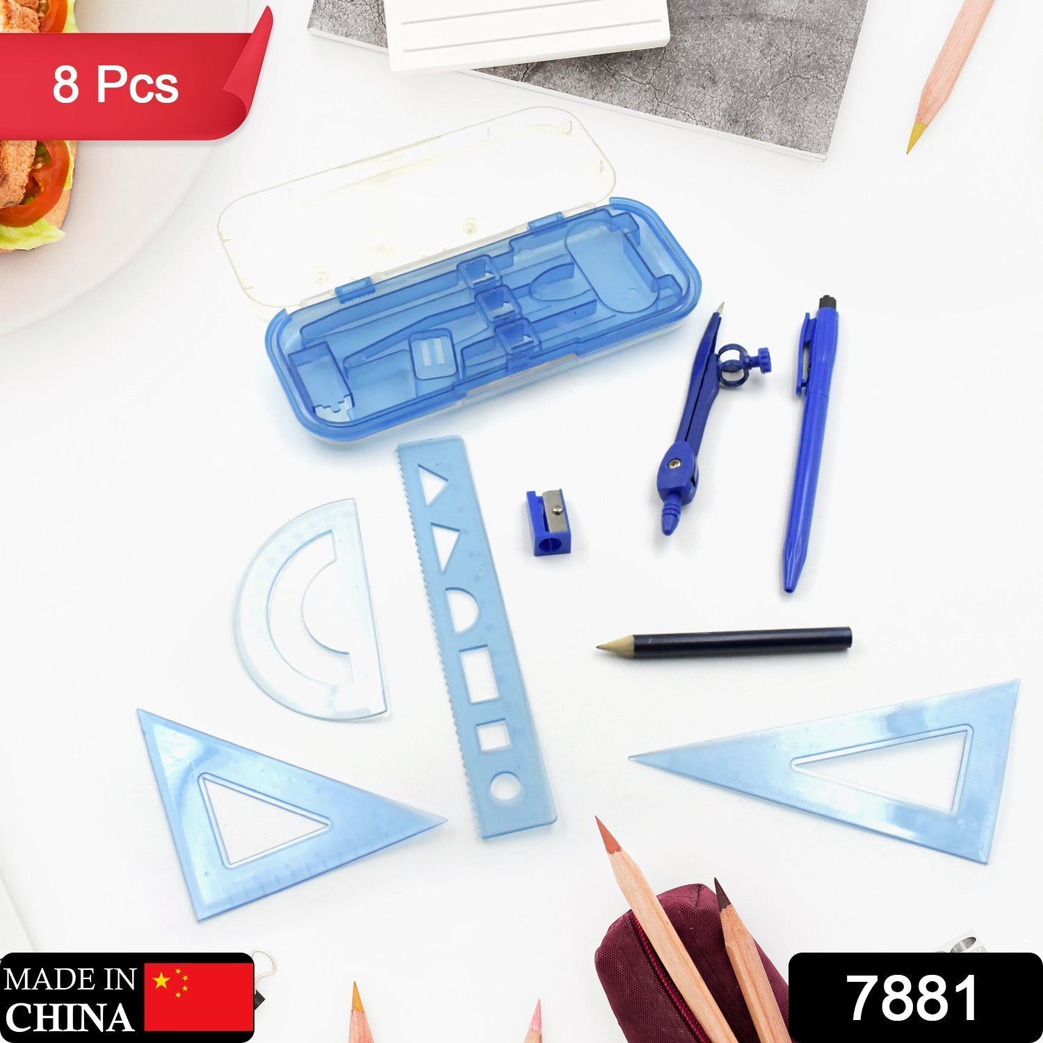 8-Piece Math Compass Set for Student Drawing Tools