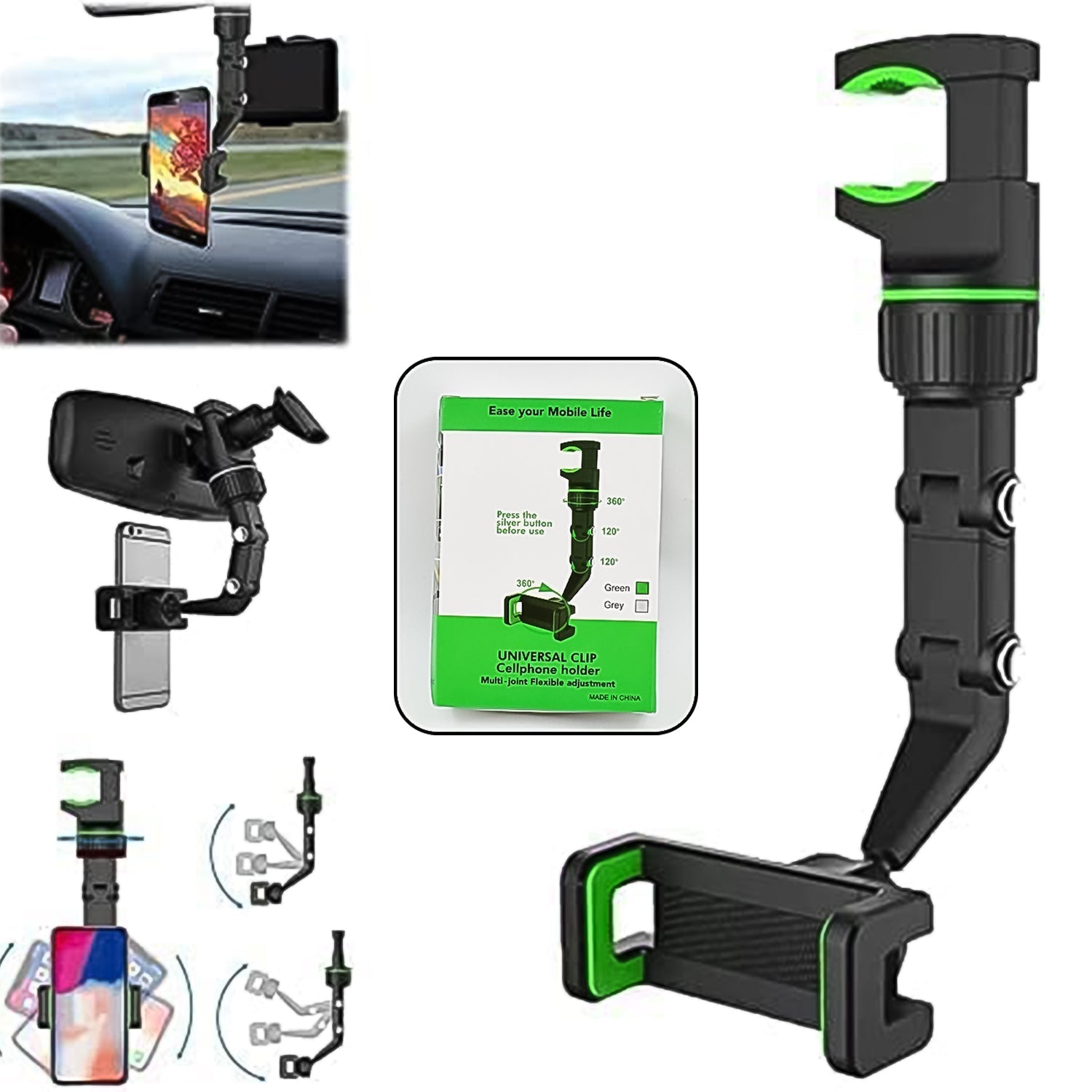 Multifunctional Car Rear View 360° Rotatable Mobile Holder