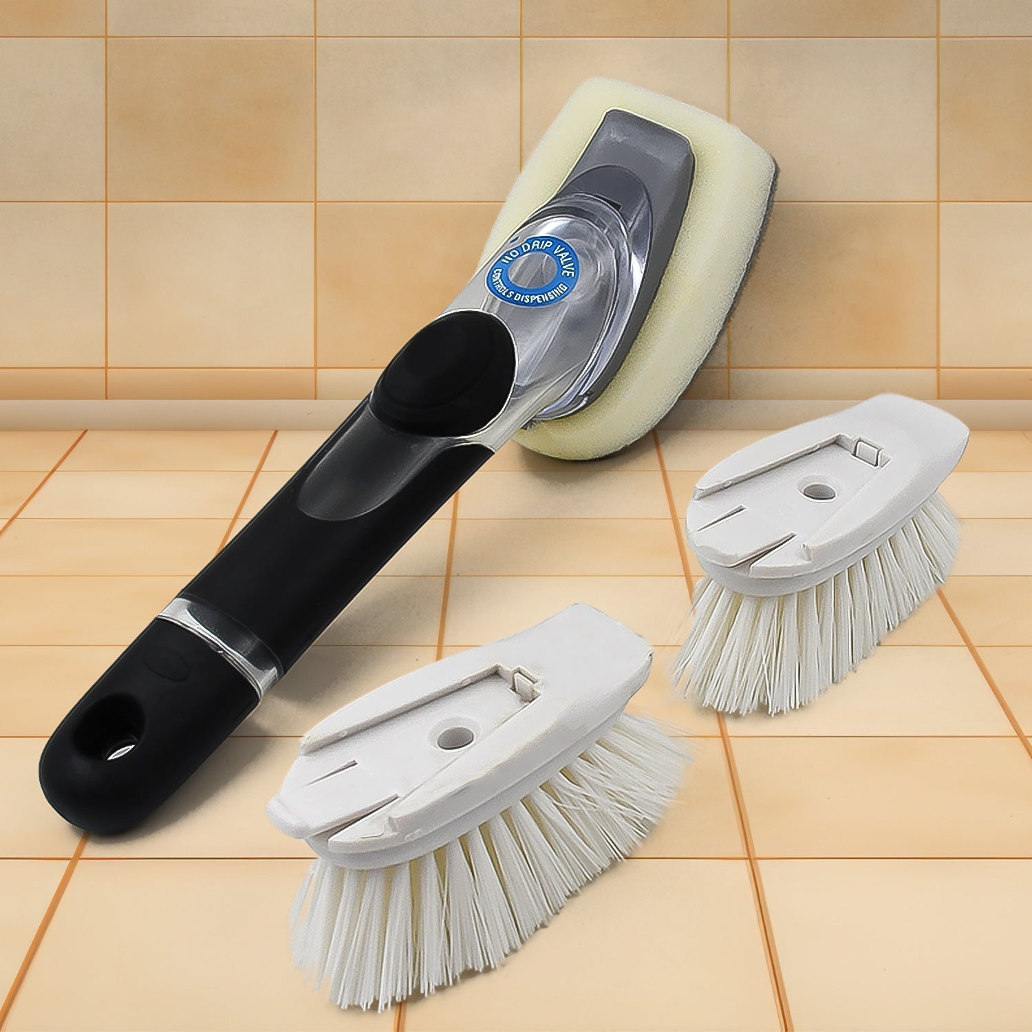 Dish Scrubber with Soap Dispenser, Soap Dispensing Dish Brush Set (1 Set)