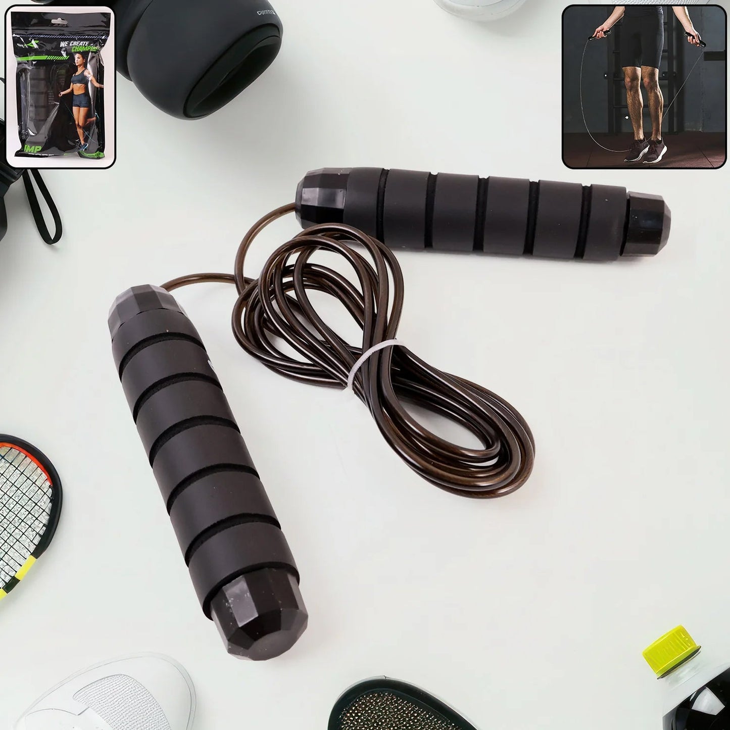 High-Speed Skipping Rope with Foam Padded Handles (1 Pc)