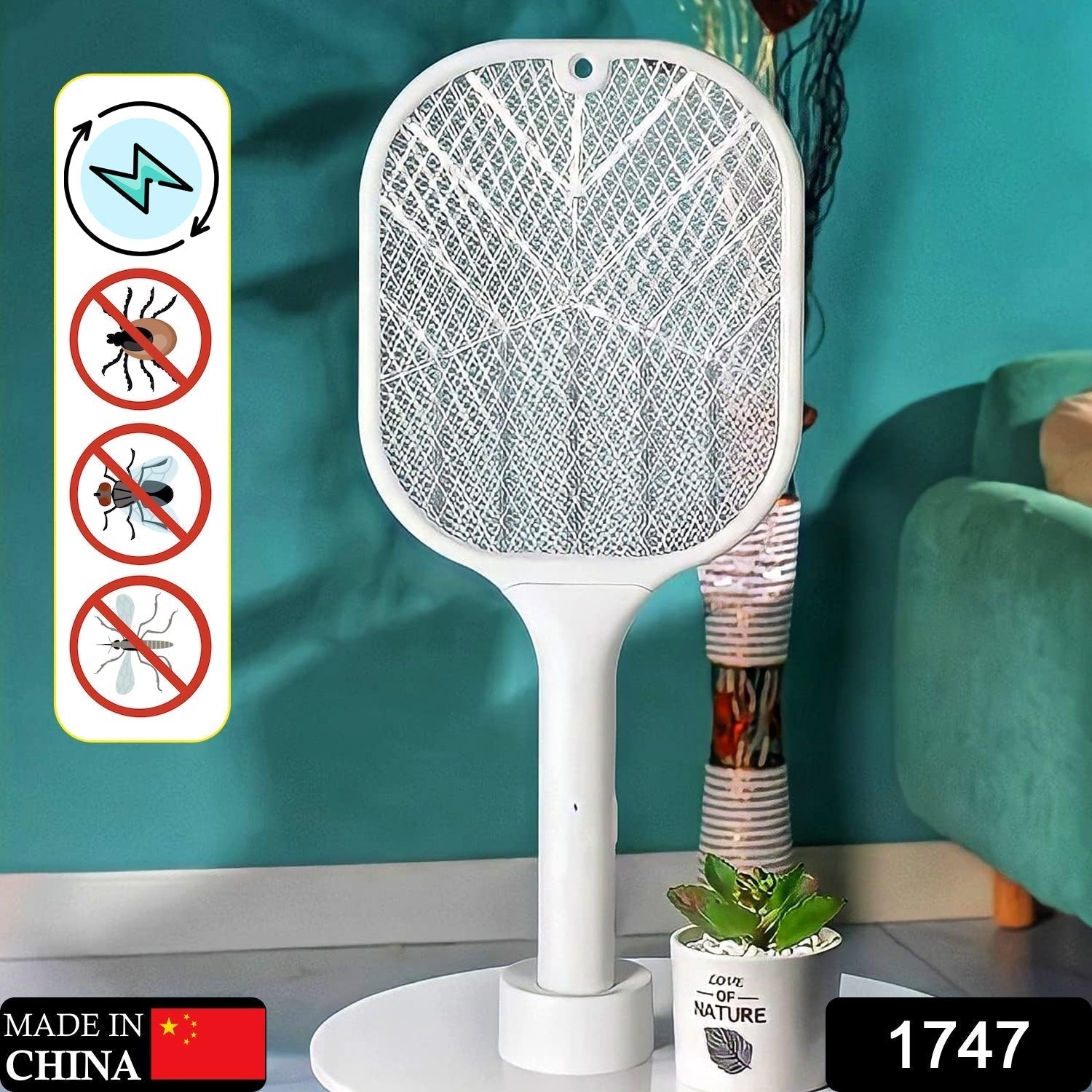 Mosquito Killer Racket | Rechargeable Automatic Electric Fly Swatter | Mosquito Zapper Racket with UV Light Lamp | Mosquito Swatter with USB Charging Base | Electric Insect Killer Racket Machine Bat