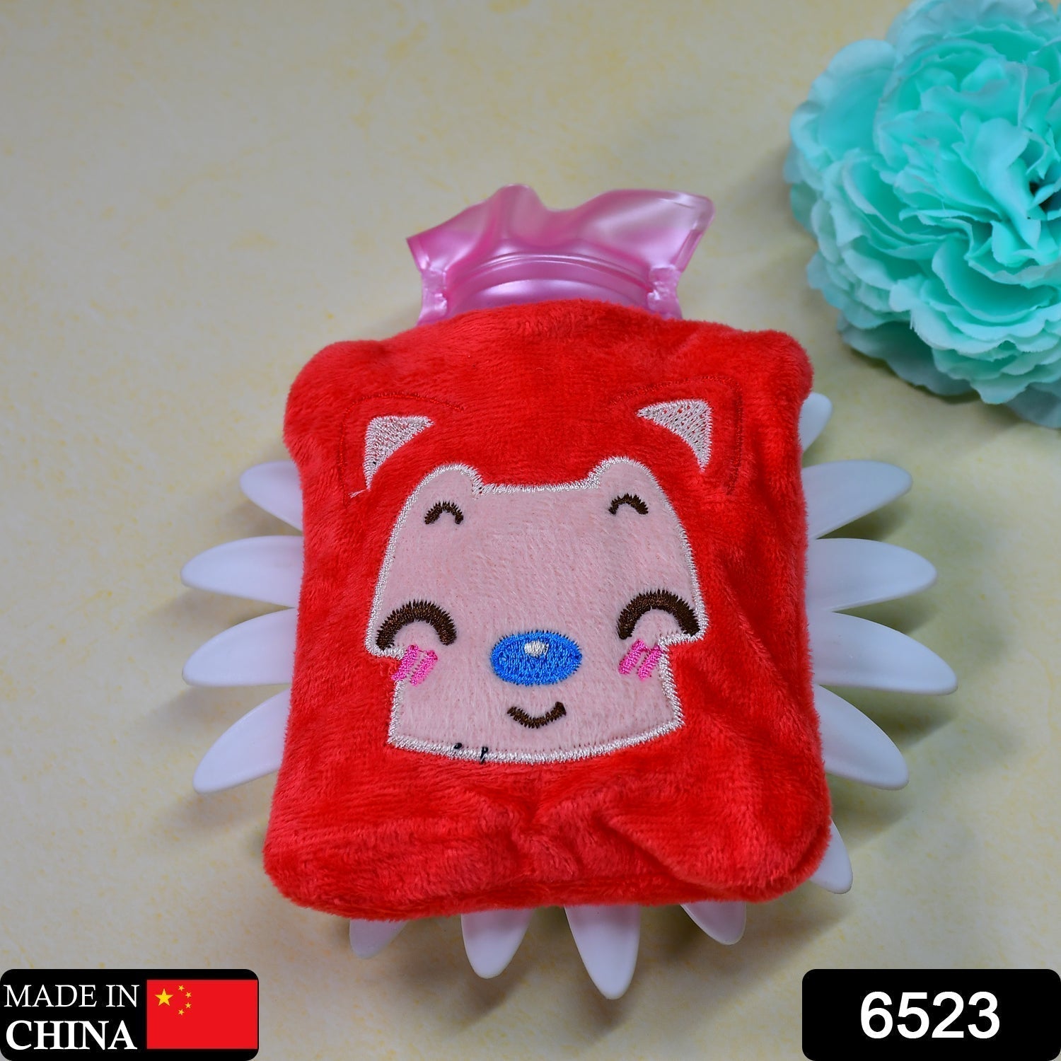 Pink Cat small Hot Water Bag with Cover for Pain Relief, Neck, Shoulder Pain and Hand, Feet Warmer, Menstrual Cramps.