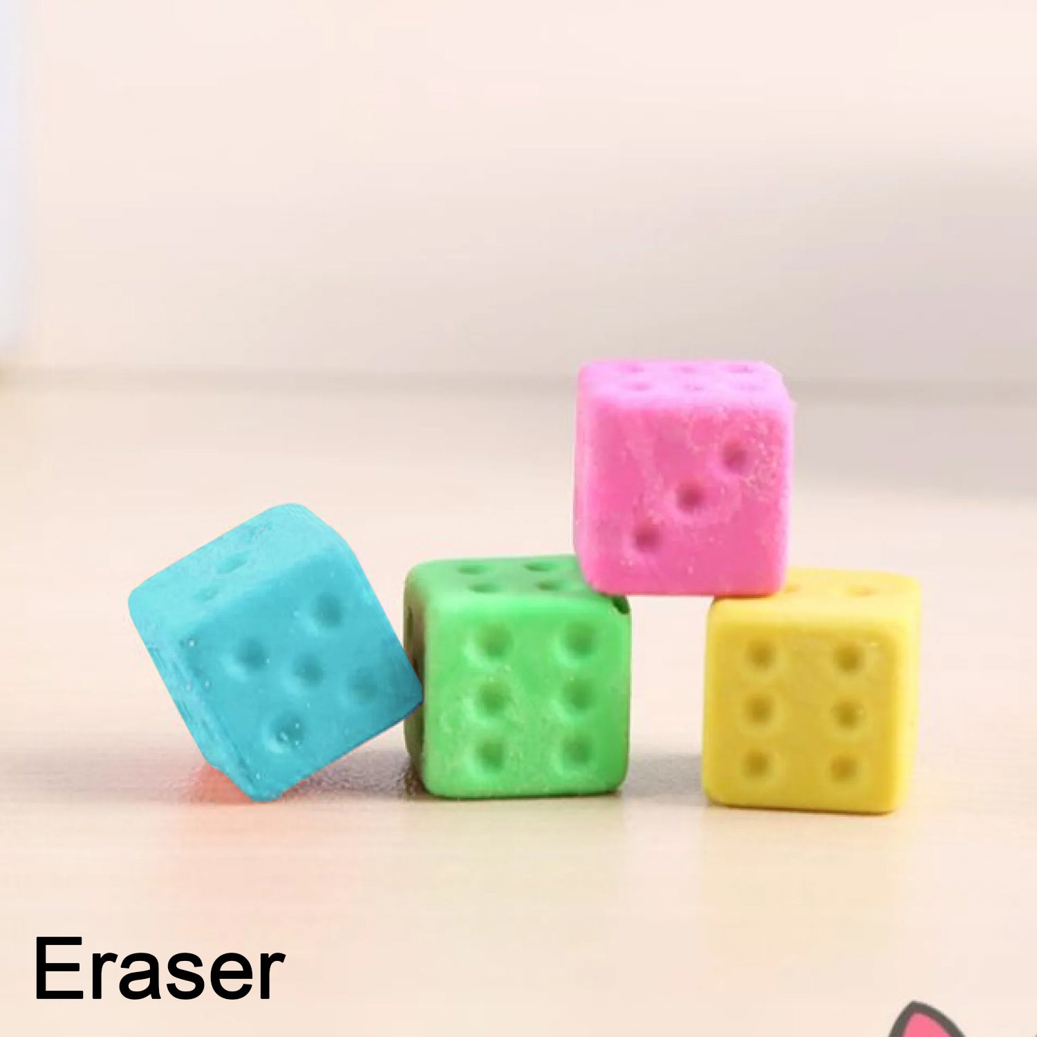 Eraser for Kids| Creative Dice Shape Erasers Kids (4 Pcs / Mix Design)