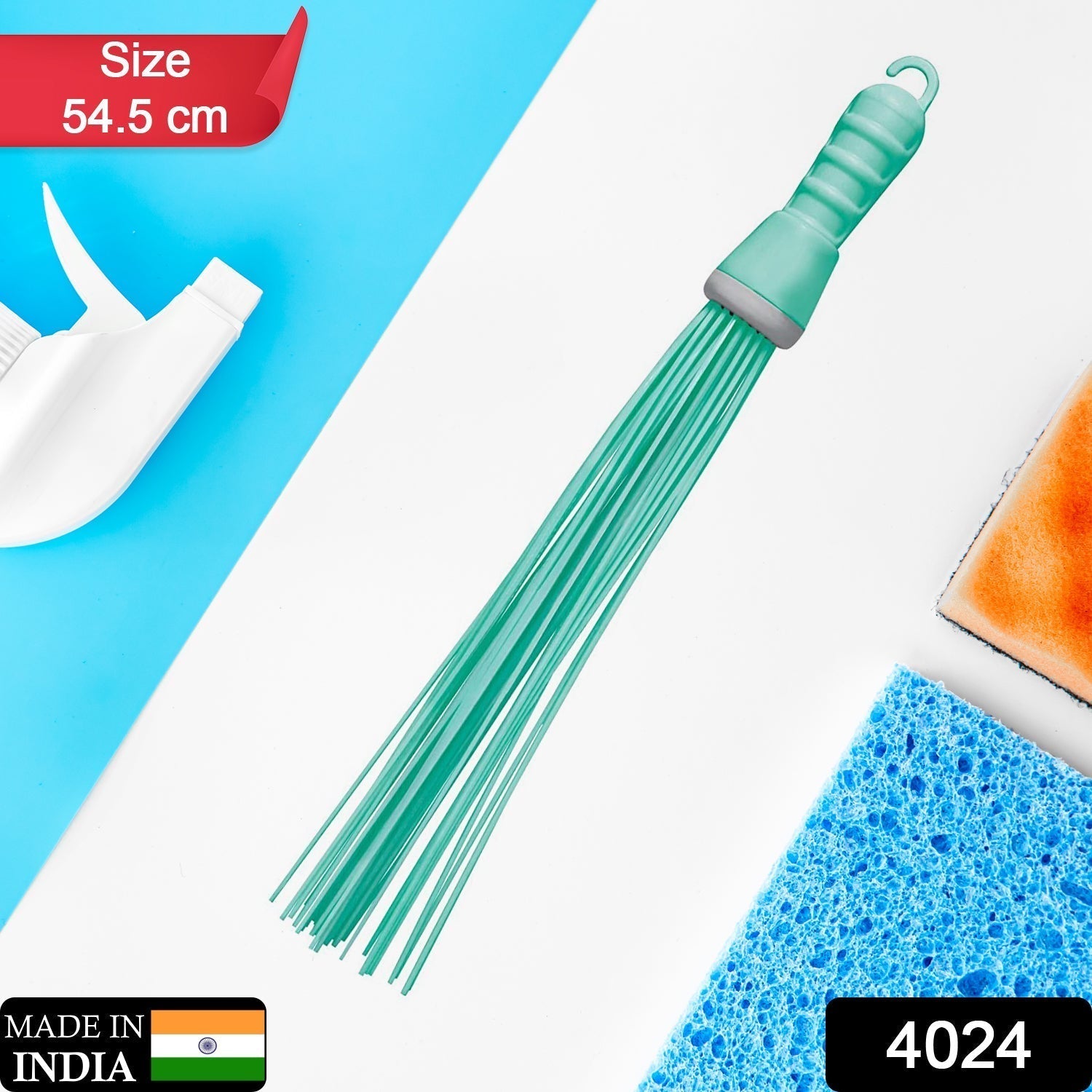 Plastic Hard Bristle Broom for Bathroom Floor Cleaning and Scrubbing, Wet and Dry Floor Cleaning