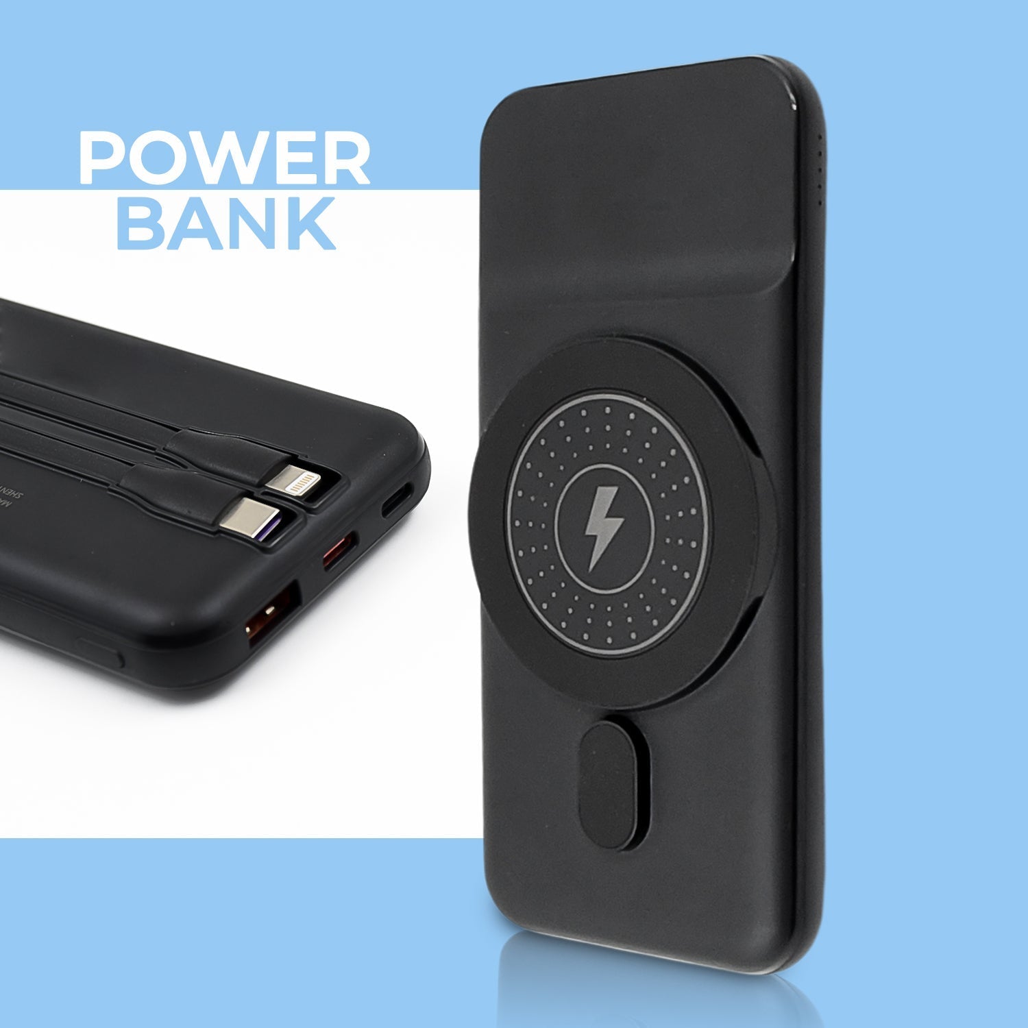 Fast Charging Magnetic Power Bank Portable Wireless & 2in1 USB Battery Charger 10000mah (1 Pc)