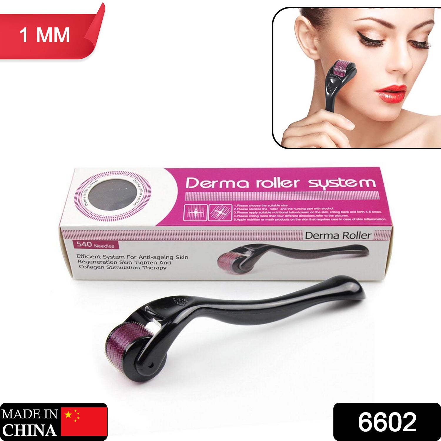 Derma Roller Anti Ageing and Facial Scrubs & Polishes Scar Removal Hair Regrowth (1mm)