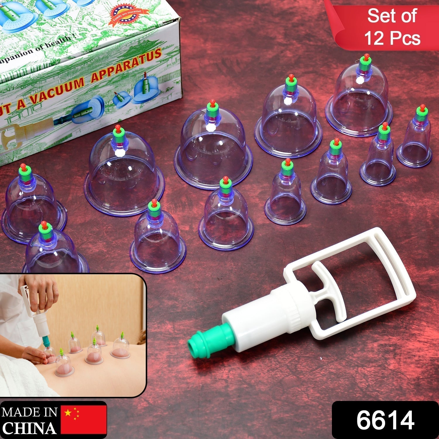 12pcs Cups Vacuum Cupping Kit Pull Out a Vacuum Apparatus Therapy Relax Massagers Curve Suction Pump