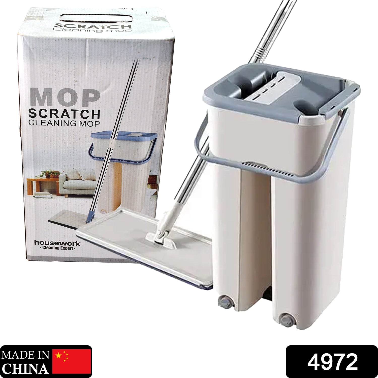 Scratch Cleaning MOP with 2 in 1 SELF Clean WASH Dry Hands Free Flat Mop