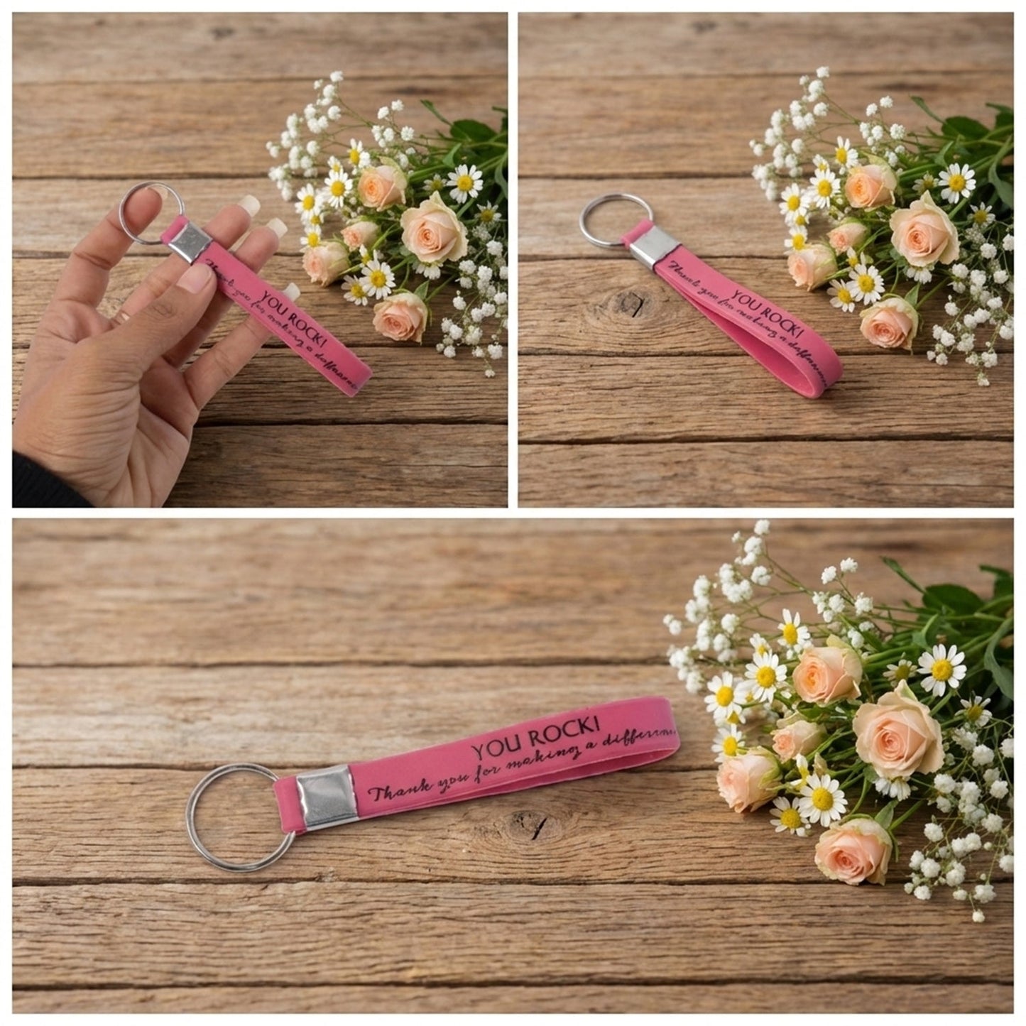 Motivational Silicone Wrist Strap Keychain (1 Pc, Mix Color)