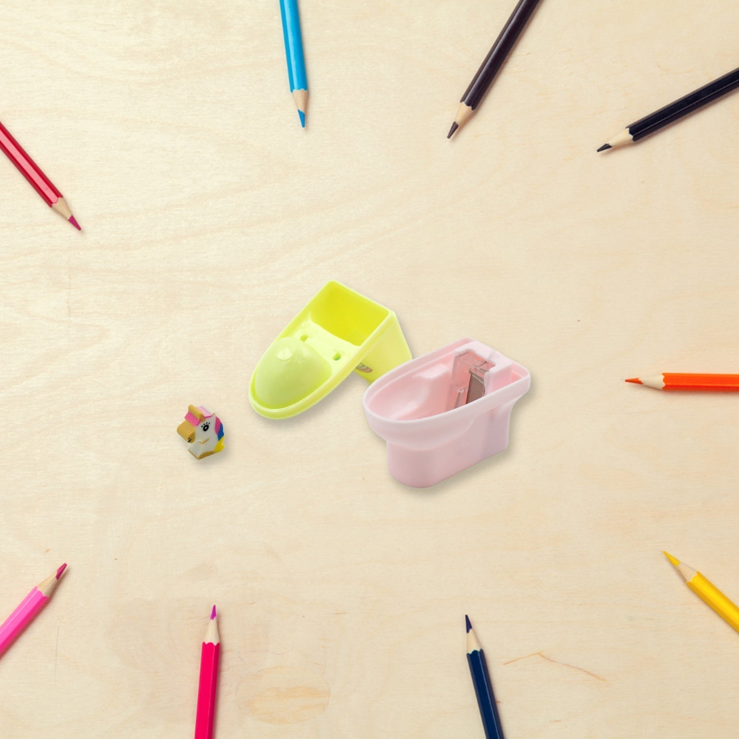 Fun & Functional! Toilet Pencil Sharpener with Eraser (2 Pc Set)