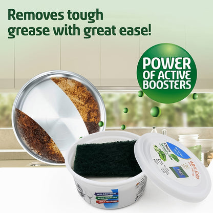 Fresh Mix Flavor Round Dishwash Bar With Super Scrubber Free Complete Dishwashing Solution, Tough Stains Remover (350 Gm)