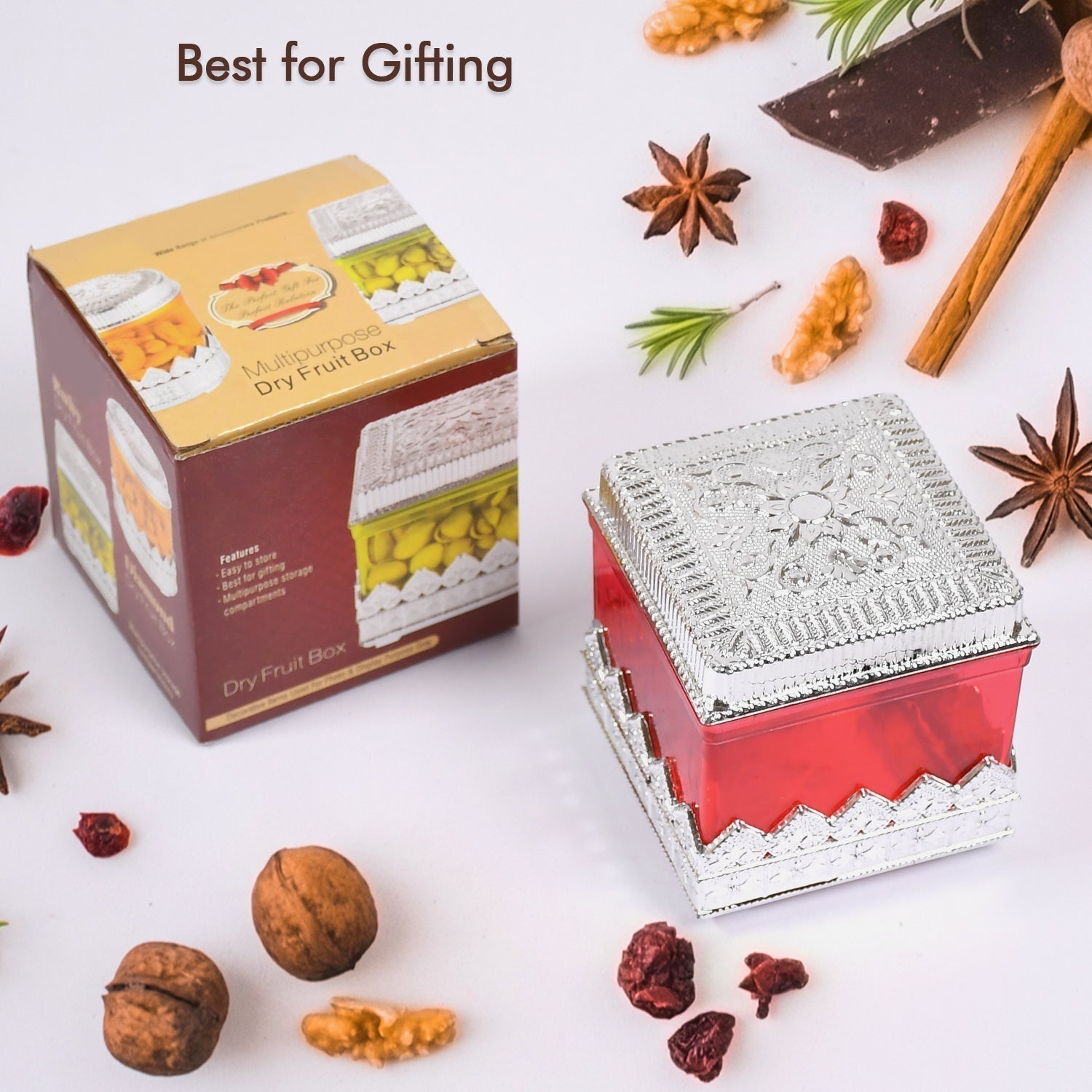 RUBY DRYFRUIT STORAGE CONTAINER  ATTRACTIVE DESIGN BOX FOR HOME , GIFTING & KITCHEN USE