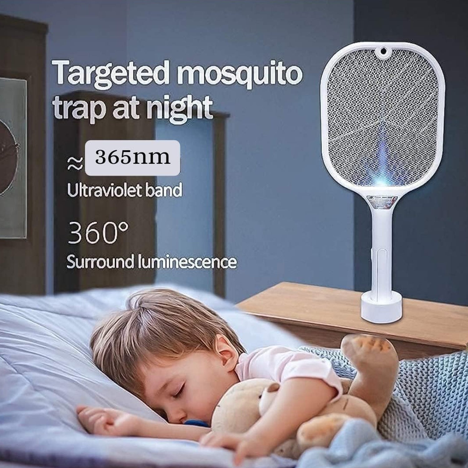 Mosquito Killer Racket | Rechargeable Automatic Electric Fly Swatter | Mosquito Zapper Racket with UV Light Lamp | Mosquito Swatter with USB Charging Base | Electric Insect Killer Racket Machine Bat