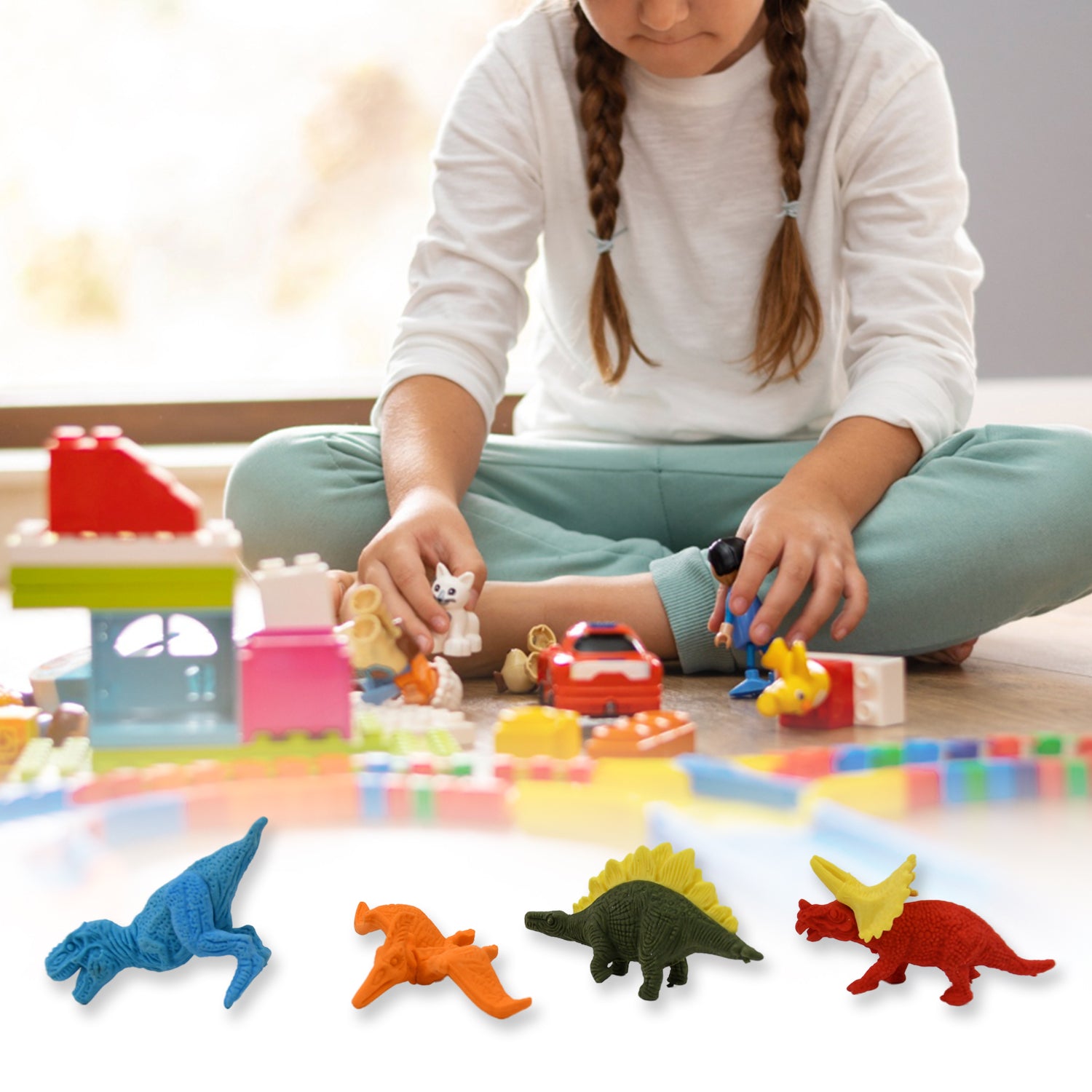 Dinosaur Shape Erasers Animal Erasers (4 Pcs Set)