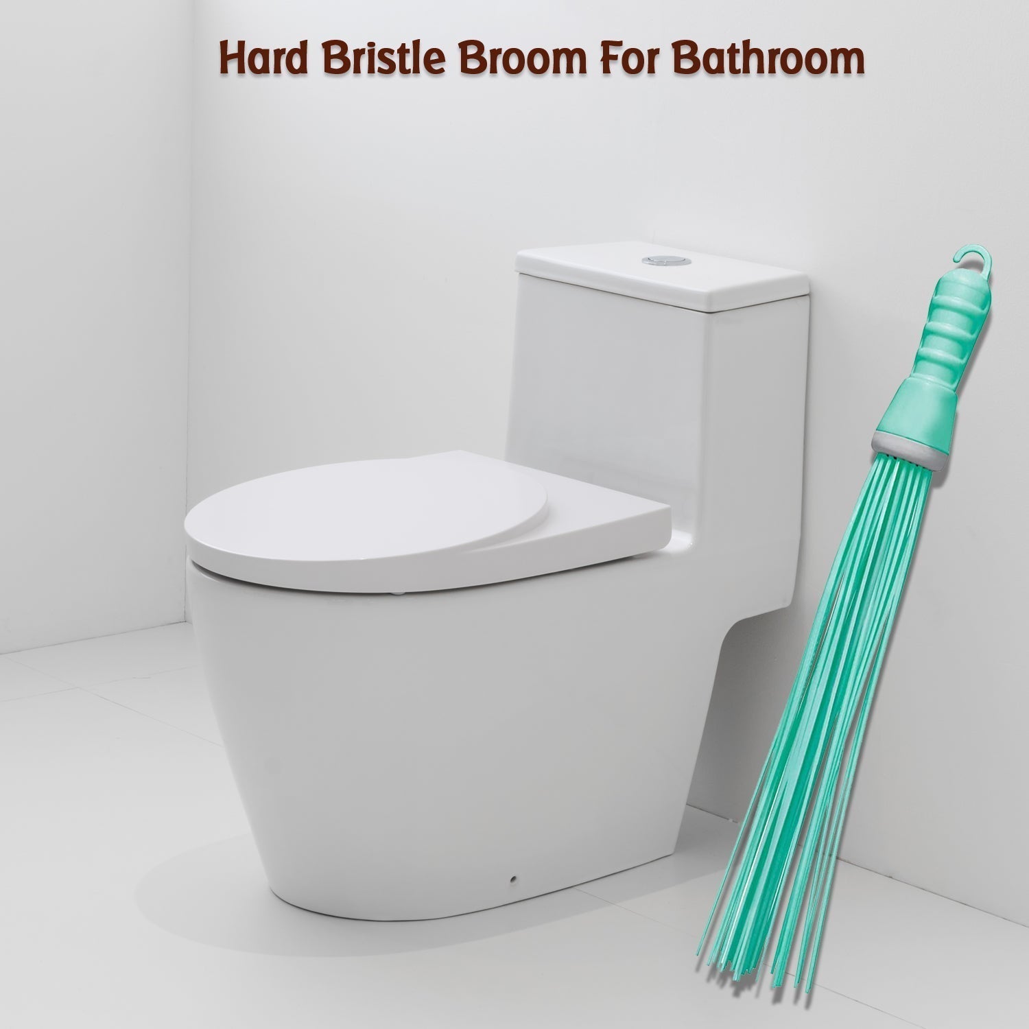 Plastic Hard Bristle Broom for Bathroom Floor Cleaning and Scrubbing, Wet and Dry Floor Cleaning