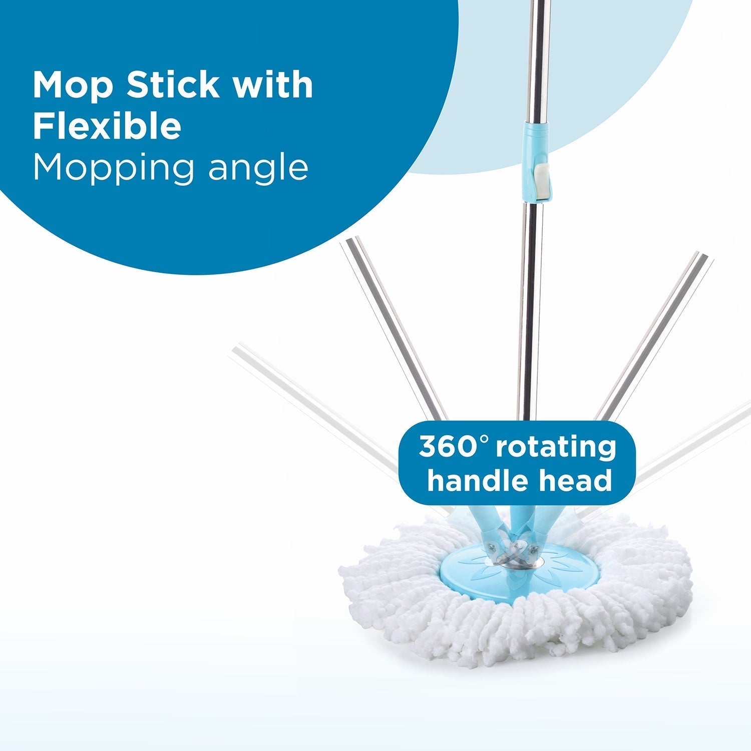 Spin Mop with Bigger Wheels and Plastic Auto Fold Handle for 360 Degree Cleaning