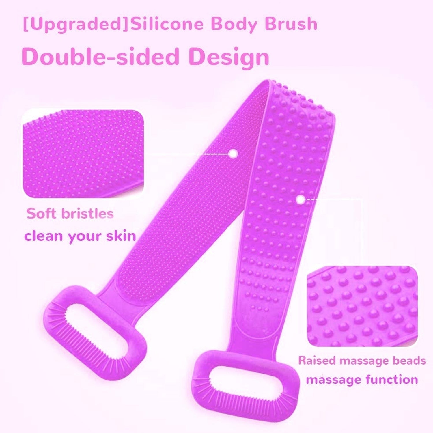 Silicone Back Scrubber Double-Sided Bath Brush for Deep Skin Cleaning