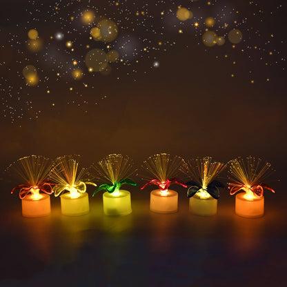 Fiber Optic Light, Mini Color Change LED Table Centerpieces, Light Up Candle, Diwali - Pack of 12
