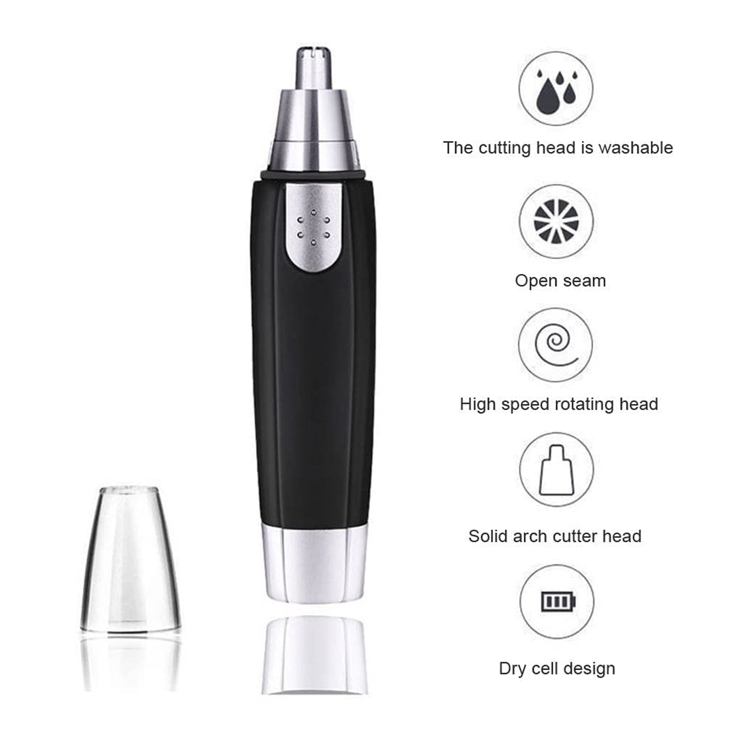 Sharp Steel Battery-Operated Ear and Nose Hair Trimmer