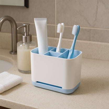 6 Compartment Multi Purpose Organizer Toothbrush Holder Stand Plastic Caddy (1 Pc)