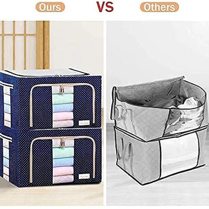 Foldable Steel Frame Clothes Living Storage Organizer Handled Bag 60cm X 43cm X 32cm