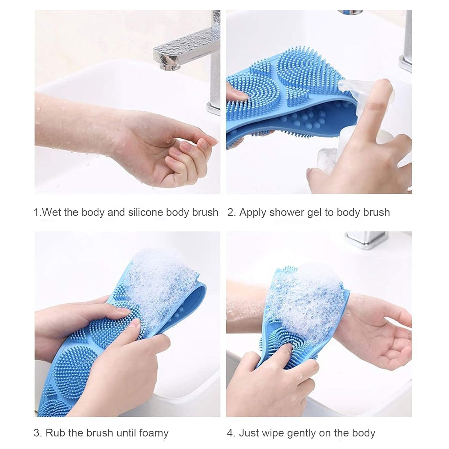 Silicone Body Scrubber Silicone Bath Body Brush (1 Pc / 25 Inch)