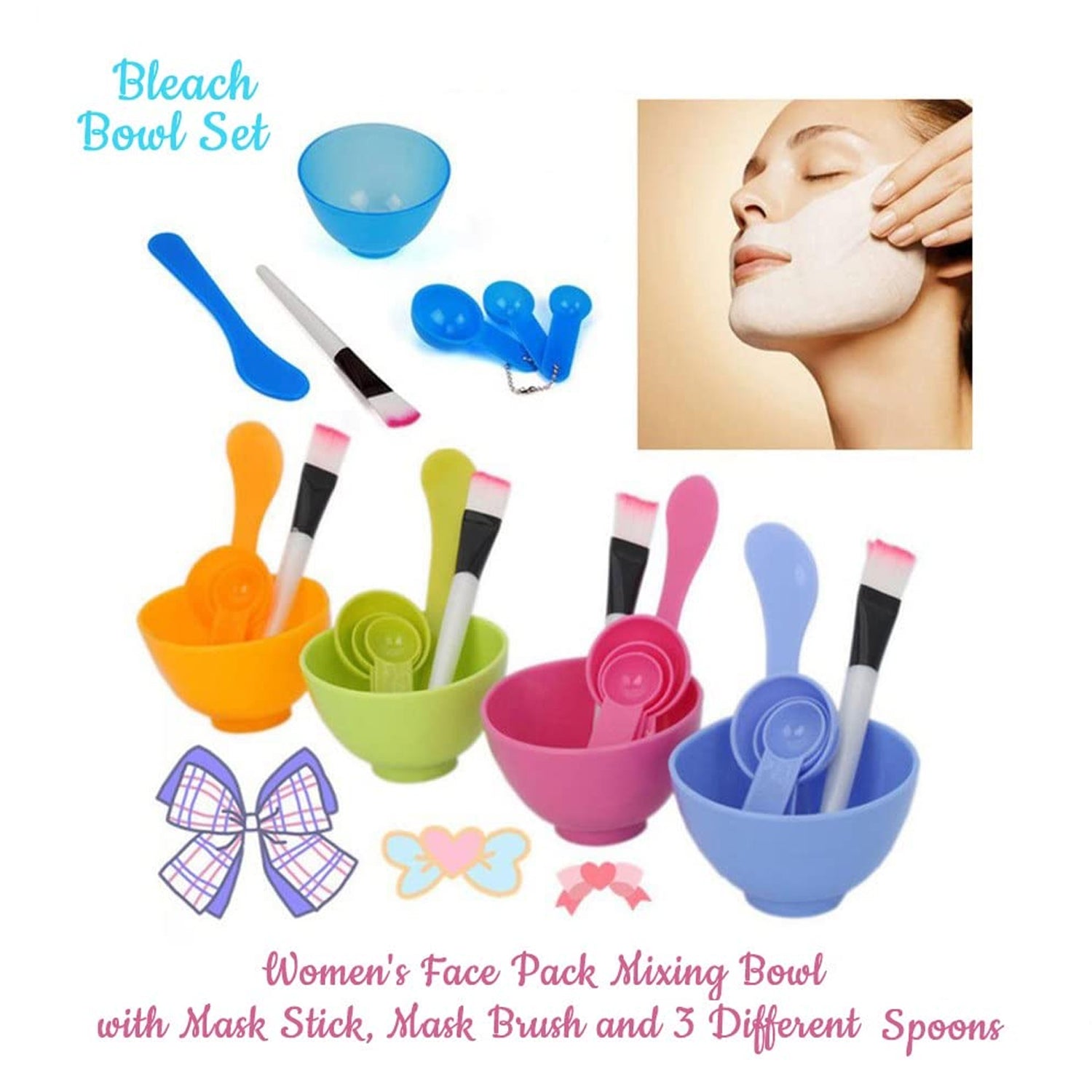 Facial Mask Bowl Set For Girls Use ( 6 pcs Set )