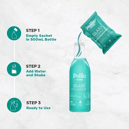 Pollic Kadam Concentrated Glass & Mirror Cleaner Refill Kit with Reusable Spray Bottle
