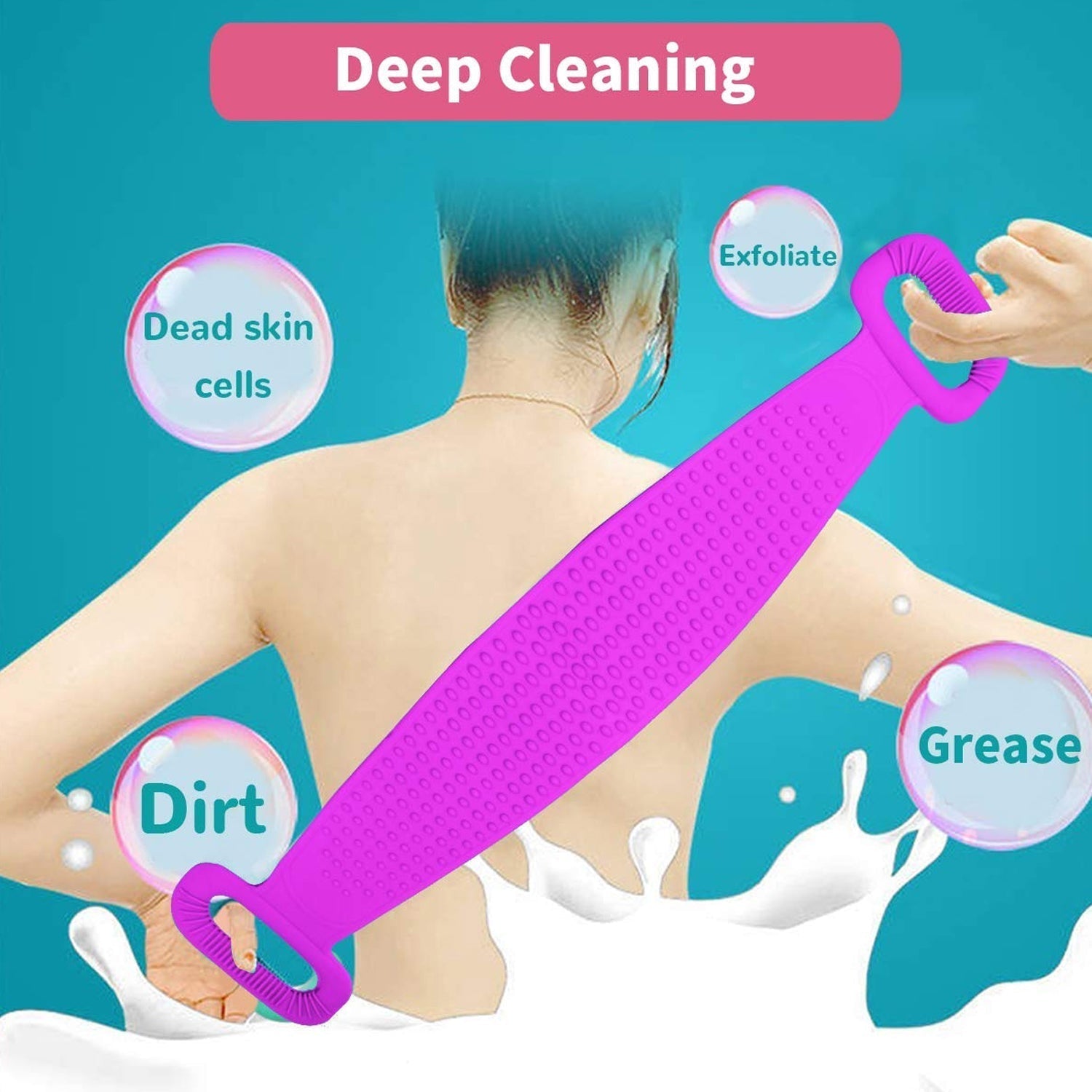 Silicone Back Scrubber Double-Sided Bath Brush for Deep Skin Cleaning