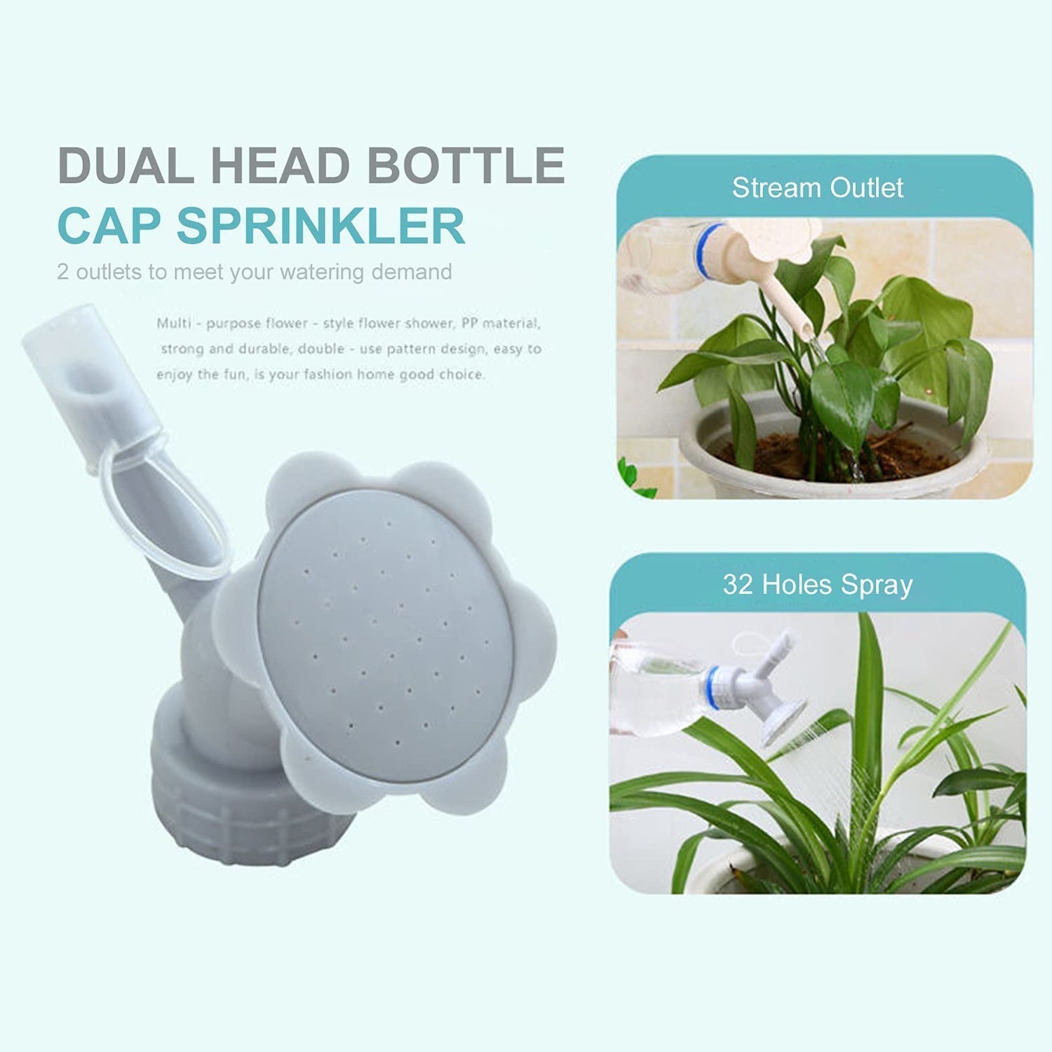 2 in 1 Bottle Cap Sprinkler Dual Head Bottle Watering Spout Double Ended Bottle Watering Nozzle  Watering Can Nozzle for Indoor Seedlings Plant Garden Tool