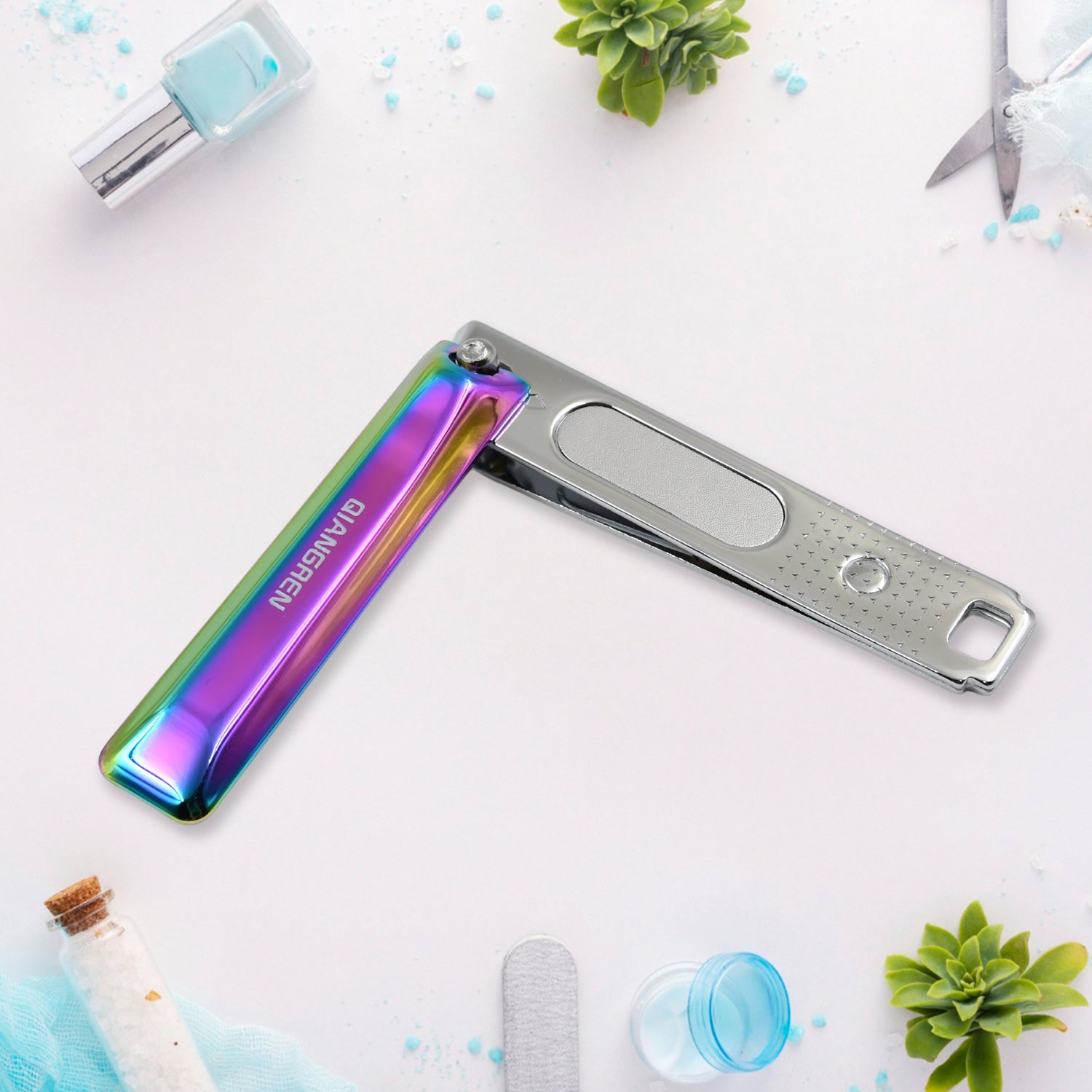 Stainless Steel Folding Portable Large Nail Clippers with Nail File (1 Pc)