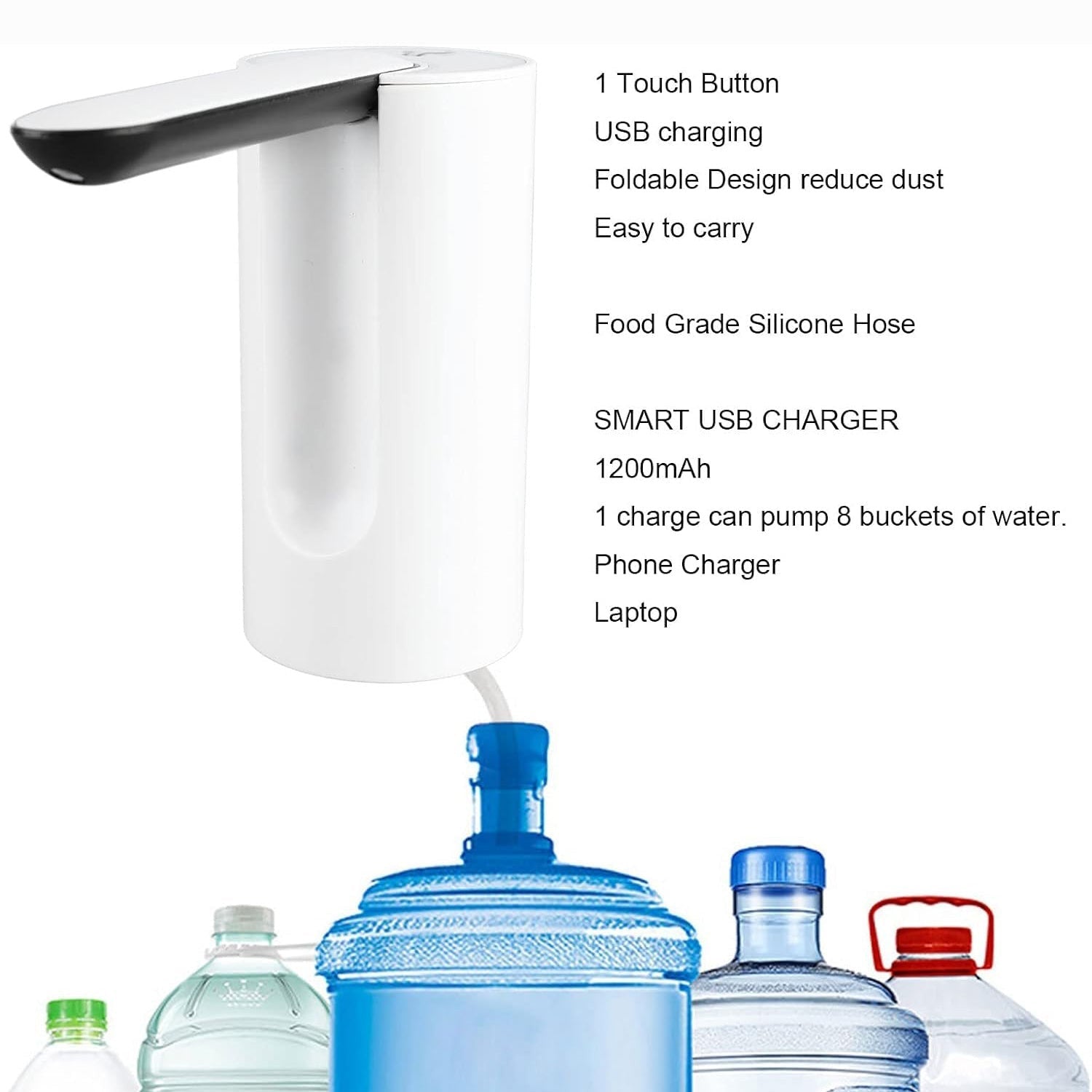 Foldable Water Dispenser, Portable Water Bottle Pump USB Charging Elec