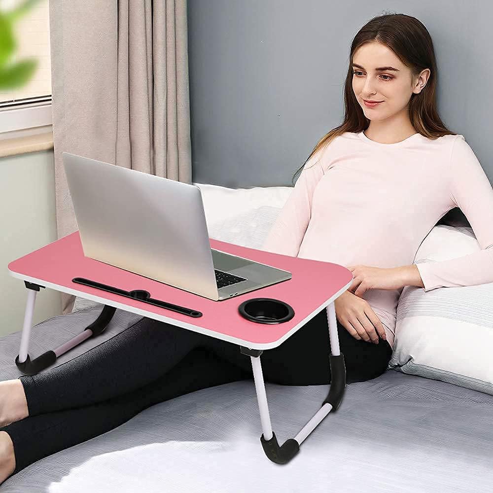 Multi-Purpose Laptop Desk for Study and Reading with Foldable Non-Slip Legs Reading Table Tray , Laptop Table ,Laptop Stands, Laptop Desk, Foldable Study Laptop Table ( PINK )