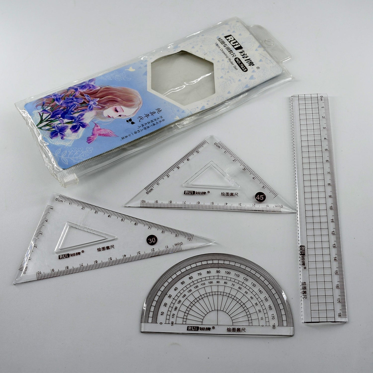 4pcs School & Office Ruler Set – Drafting & Stationery Supplies