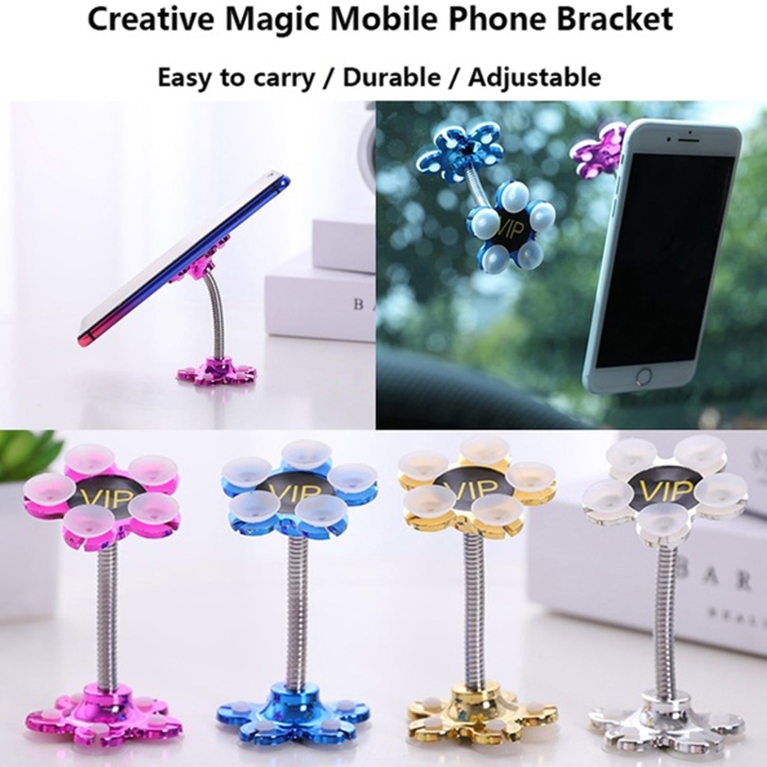 Phone Holder, 360°Rotatable Phone Stand Multi-Function Double-Sided Suction Cup Mobile Phone Holder vip stand