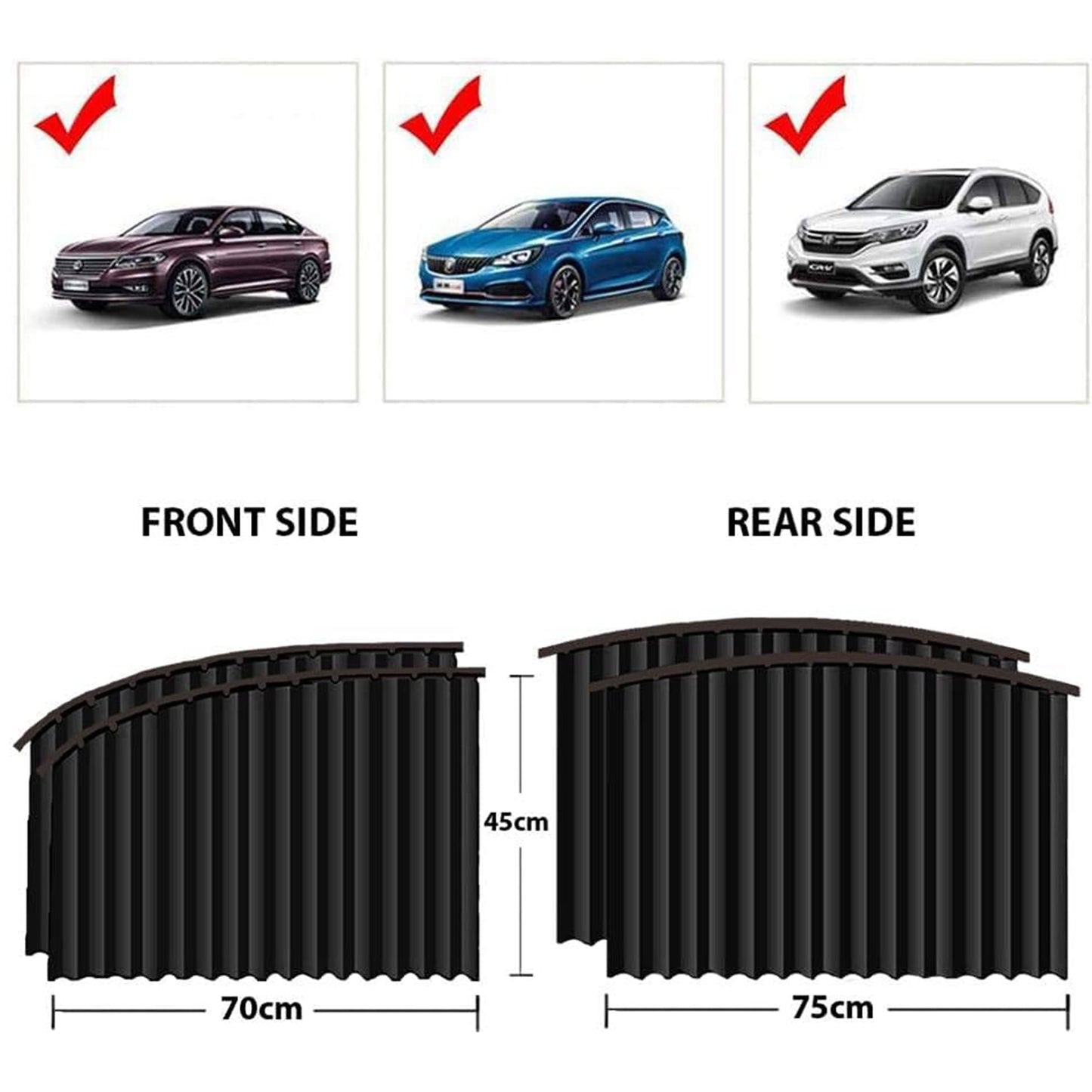 Car Window Curtain Sunshade | 4 Pcs Set with Hooks & Tapes