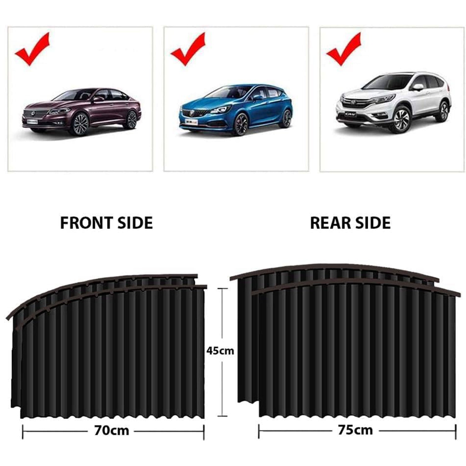 Curtain for Car Window | Heat & Sunshade Protection (4 Pcs With Curtain Hook & Adhesive Tap Set)