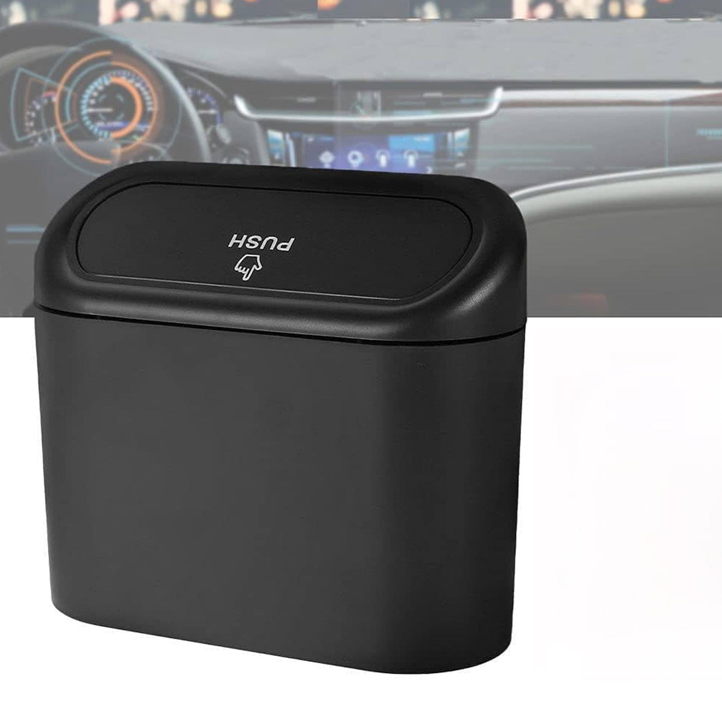 Mini Car Trash Can with Lid, Waterproof Car Trash Bin Storage Box (1 Pc)
