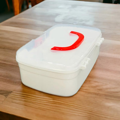3-Compartment First Aid Box - Portable Medicine Storage with Detachable Tray & Transparent Lid