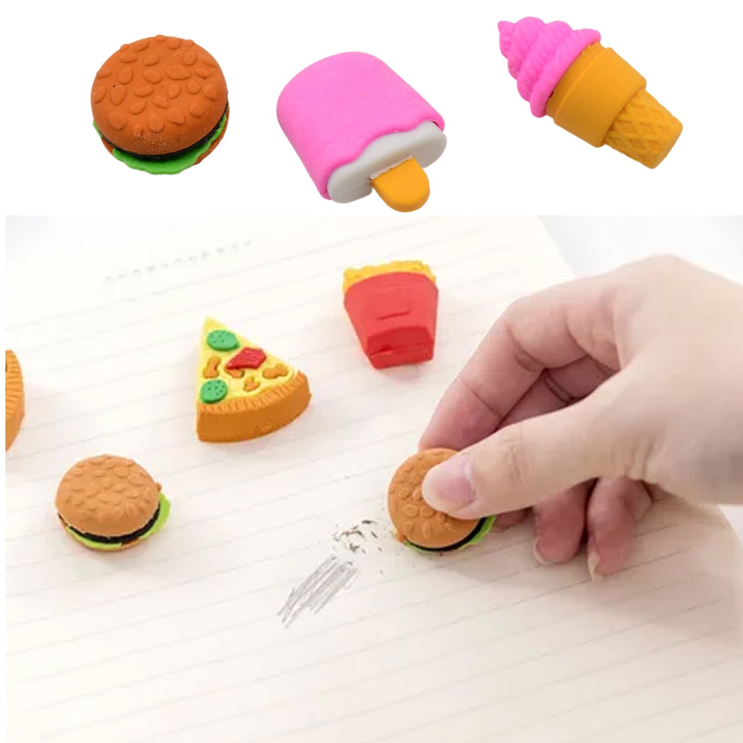 Mix Design Fancy & Stylish Colorful Erasers (1 Set / 3 Pc Set)