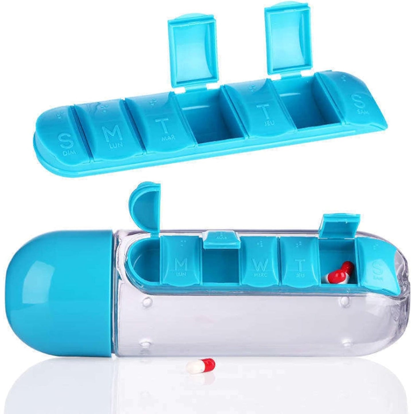Multi-Use Pill & Water Bottle for Travel (600 Ml, Mix Color)