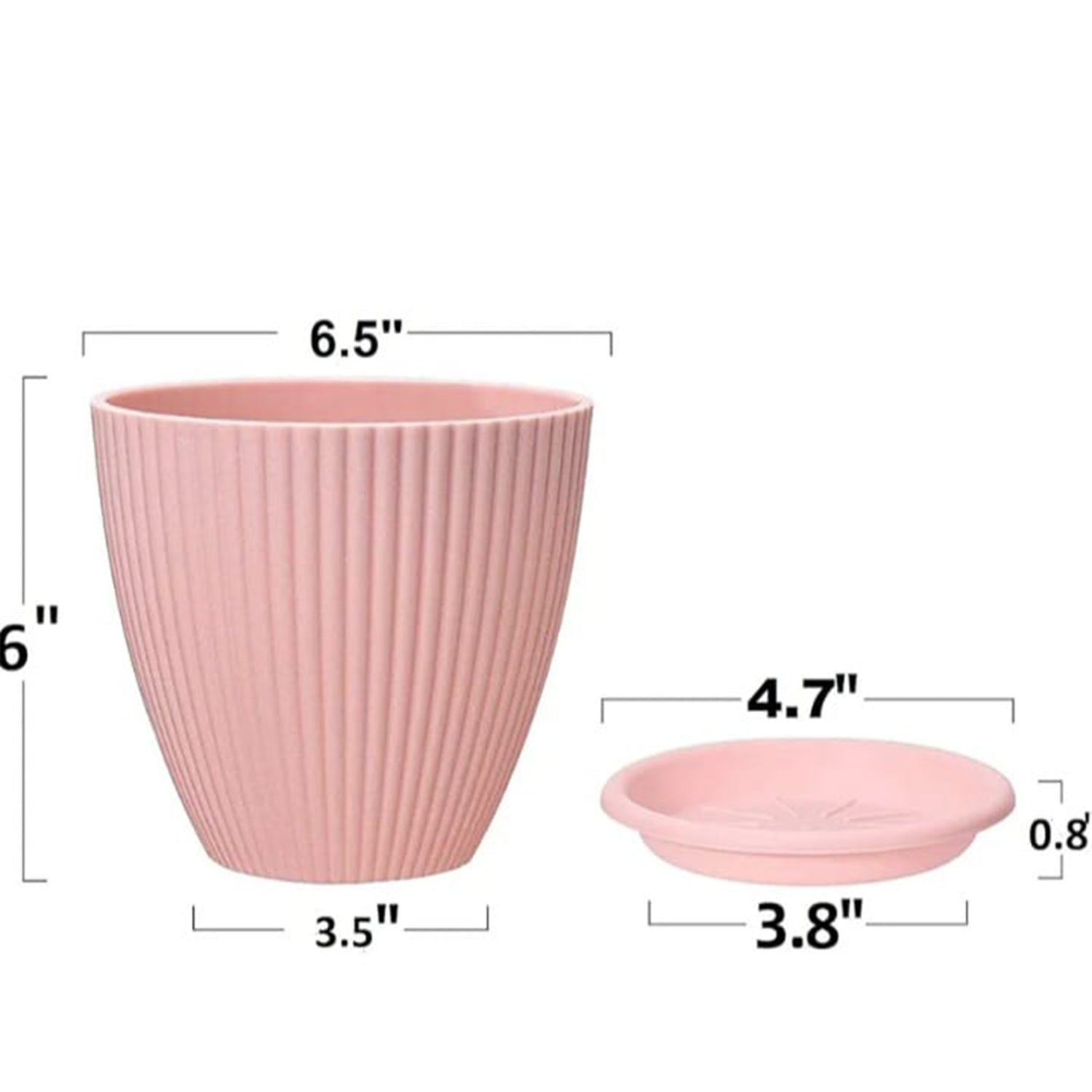 Plastic Flower Pot with Bottom Tray (5 Pcs Set / With Color Box)