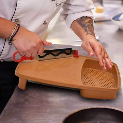 Thick Plastic Kitchen Chopping Cutting Slicing Tray with Holder