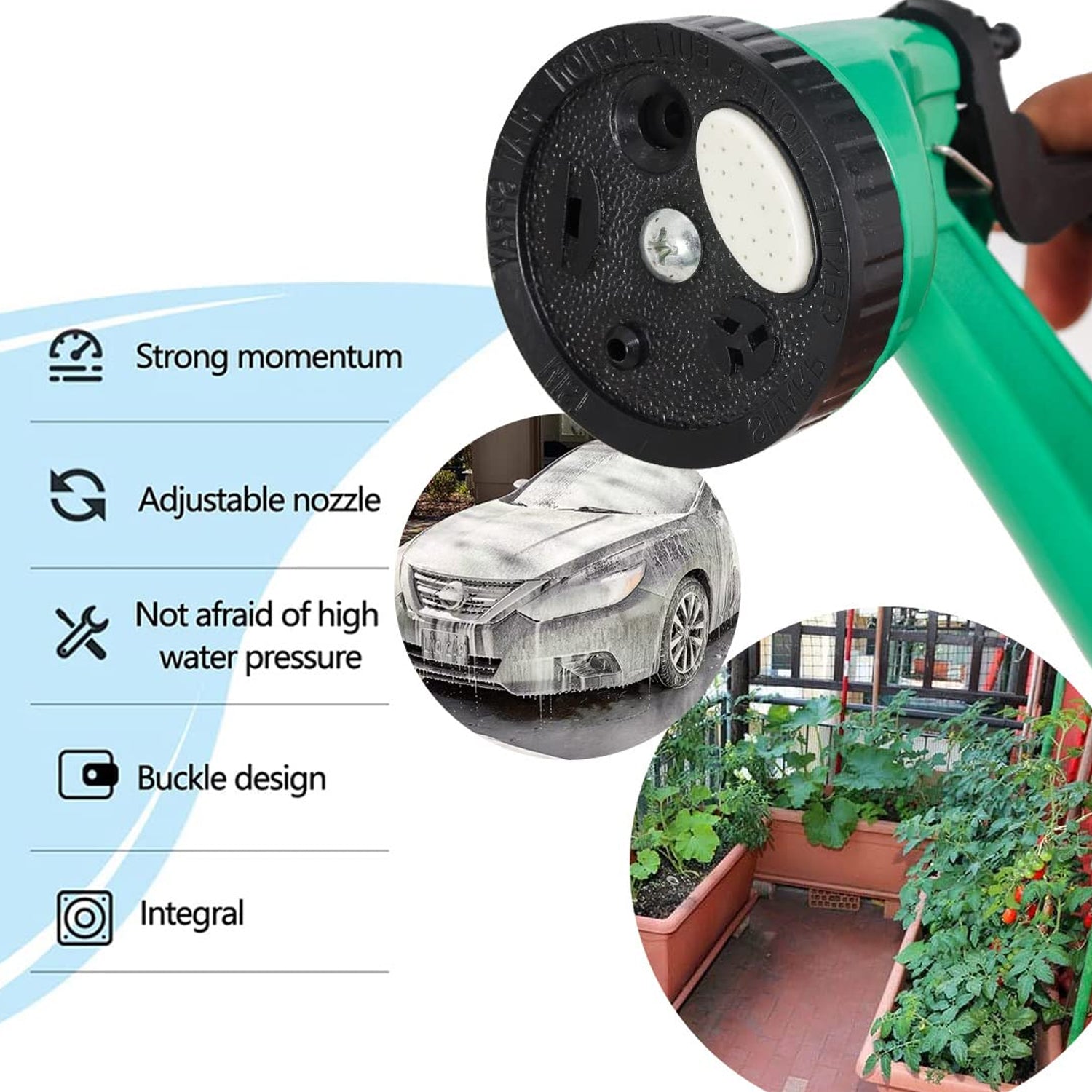 Garden Hose Nozzle Spray Nozzle with Adjustable For Garden & Multi Use