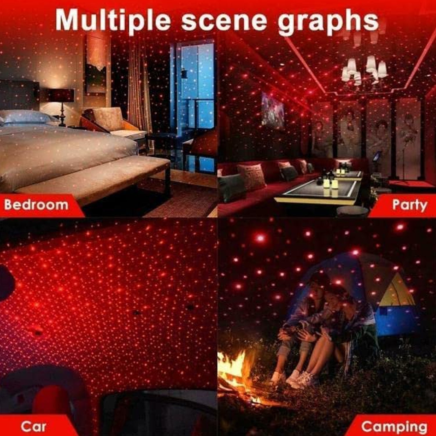 USB Star Projector Night Light, Adjustable Romantic Interior Car Lights for Bedroom, Car, Ceiling and Party Decoration